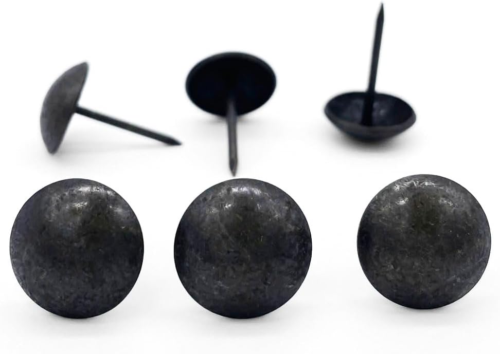 Let's Decorate 100PCS D16mm/0.63" Antique Black Upholstery Tacks, Passed Salt Spray Test for Outdoor Use, Garden Metal Thumb Tacks, Home DIY Decorative Nail Heads Nails (100, 16mm Antique Black)