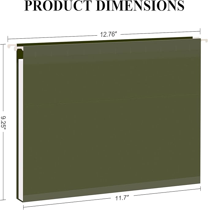 ViVin Hanging File Folders, 1/5-Cut Adjustable Tabs with 48 Per Box, 1 Inch Expansion, 48 Pack Letter Size Hanging File Folders, Designed for Office Home School Filing Cabinet(Green)