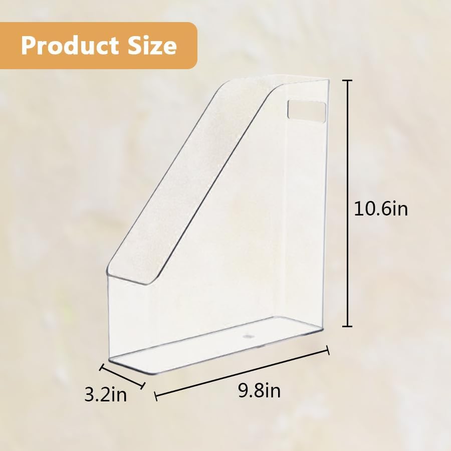 6 Pack Clear Acrylic Magazine File Holder, Acrylic Vertical File Organizer File Folder Bin Storage File Folder Rack Clear Plastic File Folder Organizer for Home Office Space