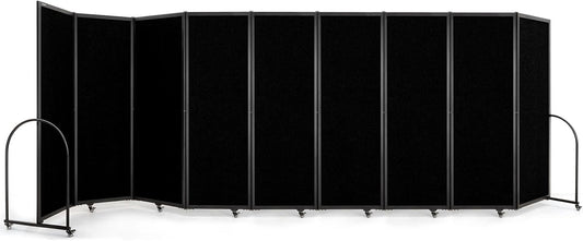 Folding Room Partition,Privacy Room Screen with Arms,Office Dividers Partition Wall,18'5"L* 6'7"H,Black
