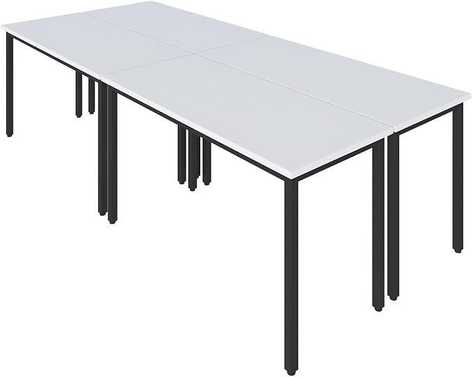 Bonzy Home Conference Tables 8ft Office Computer Desk for Meeting Room Study Writing Printer Podcast Table for 10 People 4PCS 94.4"x47.2"x29.5", White