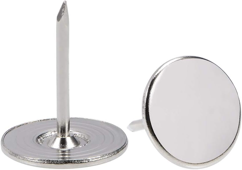 uxcell Upholstery Nails Tacks 16mmx20mm Flat Head Furniture Nails Silver Tone for Furniture Sofa Headboards, 100 Pcs