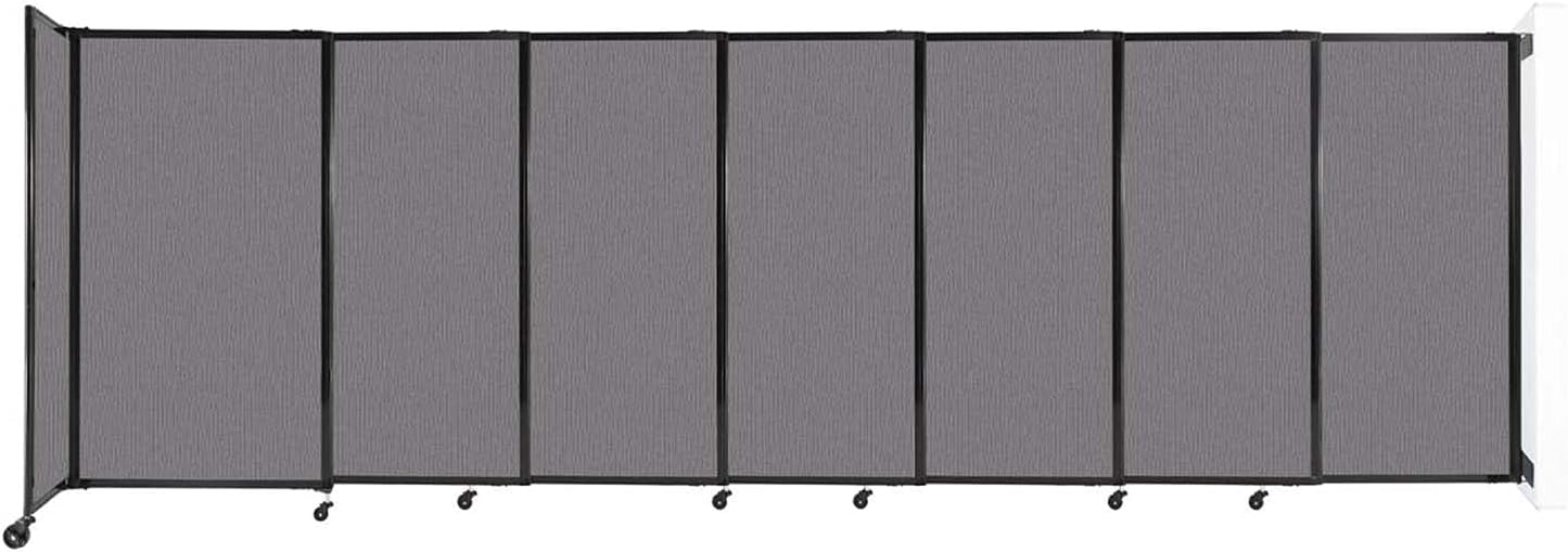 Wall-Mounted Sliding StraightWall Room Divider | Adjustable Widths | Locking Wheels | Room Separator | Up to 15'6" Wide x 5' Tall Slate Fabric Panels