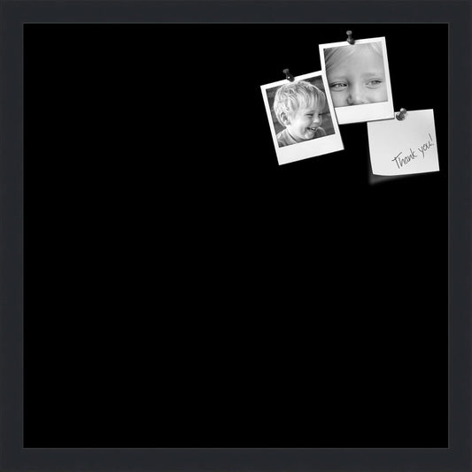 PinPix 18x18 Inch Cork Bulletin Board. This Decorative Framed Pin Board Comes with Solid Black Design and a Satin Black Frame. Ideal for Home Office Decor or Message Board (PinPix-622)