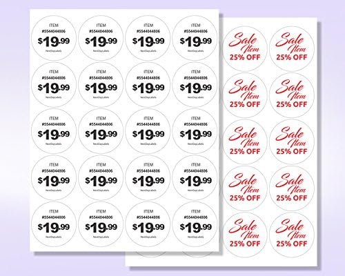 NextDayLabels - Laser/Ink Jet White Labels (2" Round for None Bleed Printing - 20 Per Page | 10,000 Labels)