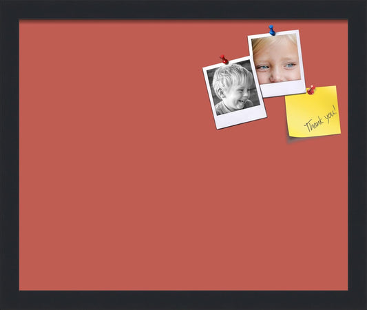 PinPix 17x14 Inch Cork Bulletin Board. This Decorative Framed Pin Board Comes with Crimson Pastel Design and a Satin Black Frame. Ideal for Home Office Decor or Message Board (PinPix-1807)