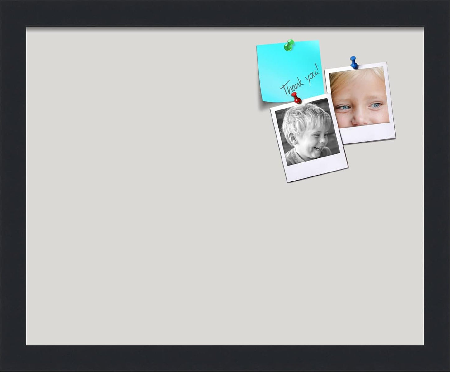 PinPix 15x12 Inch Cork Bulletin Board. This Decorative Framed Pin Board Comes with Light Stone Design and a Satin Black Frame. Ideal for Home Office Decor or Message Board (PinPix-1809)