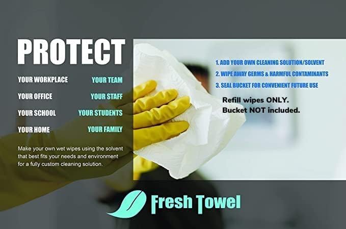 Fresh Towel Mix-N-Wipe Dry Wipes Refill, 2-Pack (220 Sheets) – Make Your Own Wet Wipes – 6" x 9" Sheets – Bulk Paper Towels