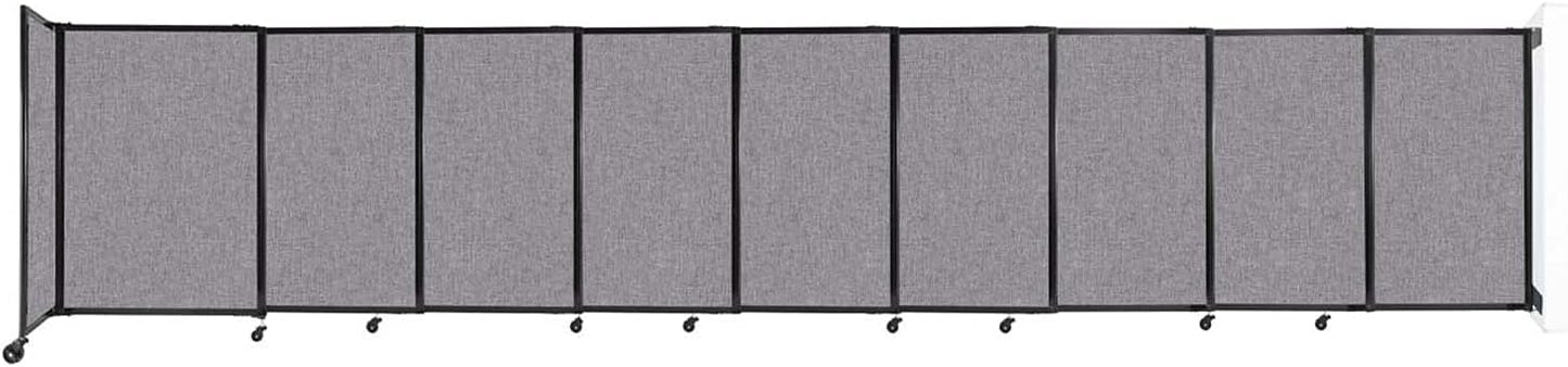 Wall-Mounted Sliding StraightWall Room Divider | Adjustable Widths | Locking Wheels | Room Separator | Up to 19'9" Wide x 4' Tall Cloud Gray Fabric Panels