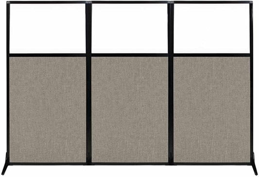 Versare Workstation Partition | Portable Wall Divider | Modern Office Cubicle | Free Standing Privacy Screen | Flexible Work Space | 99" x 70" W/Window, Warm Pebble Fabric Panels