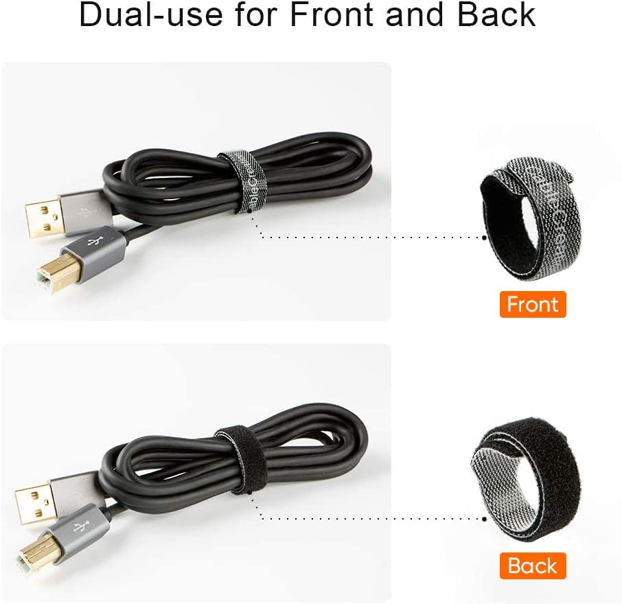 CableCreation Fastening Cable Ties Reusable, Premium 6-Inch Adjustable Cord Ties, Nylon Cable Management Straps Hook Loop Cord Organizer Wire Ties Reusable Black, 50PCS