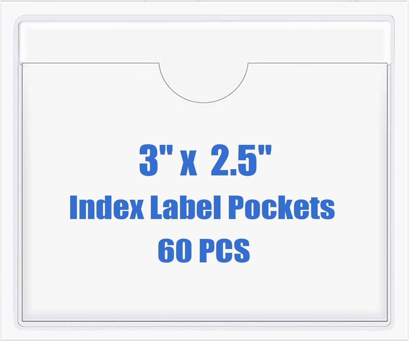 Origin-Joy 60 PCS Self Adhesive Index Card Pockets with Top Open, Clear Plastic Label Holder for Cards of Note, Library and Business, Adhesive Label Pockets & Card Holder (3 x 2.5 inch)