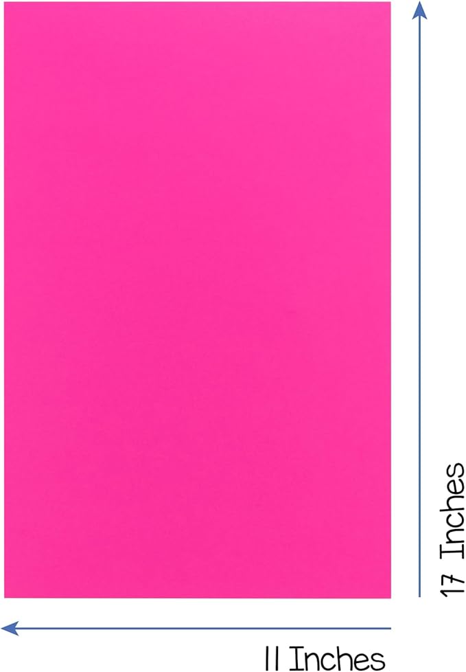 Hygloss Fuchsia Bright Colored Cardstock - 11x17-Inch, 50 Sheets, 65 lb/ 176 gsm, Fade-Resistant, Acid-Free Color Card Stock Paper