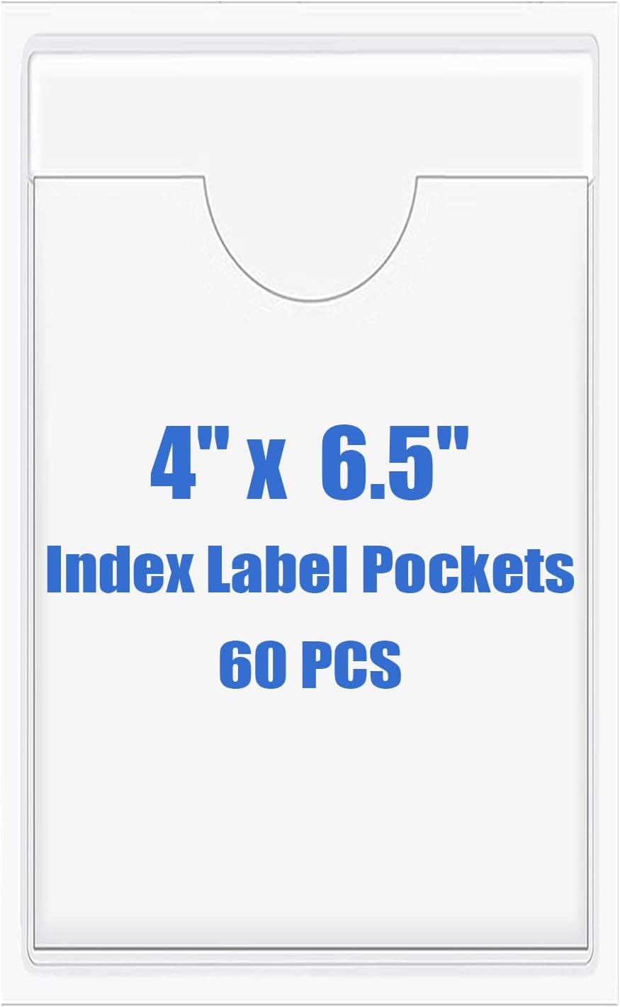 Origin-Joy 60 PCS Self Adhesive Index Card Pockets with Top Open, Clear Plastic Label Holder for Cards of Note, Library and Business, Adhesive Label Pockets & Card Holder (4 x 6.5 inch)