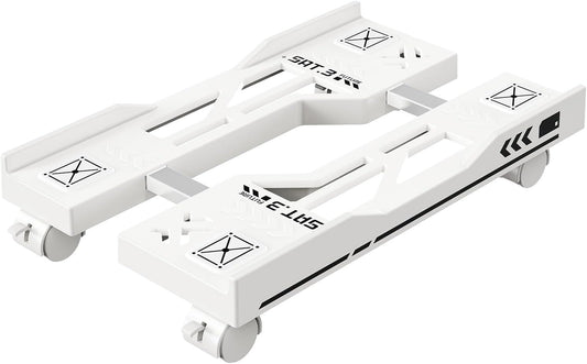 Adjustable Computer Tower Stand, Mobile PC Stand for Floor with 4 Locking Caster Wheels Fits Most PC, Under Desk CPU Holder for Office, Gamers and Students (White)