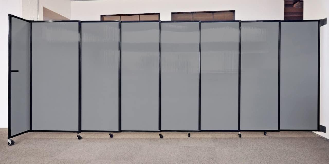 Wall-Mounted Sliding StraightWall Room Divider | Adjustable Widths | Locking Wheels | Room Separator | Up to 11'3" Wide x 6'10" Tall Ocean Fabric Panels