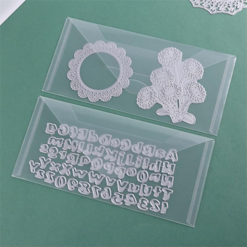 10 Pack Large Size Dies and Stamps Storage Pockets Bags,9.5x4.5inch Transparent Plastic Sturdy Storage Envelopes Folders for Cutting Dies Stencil Embossing Crafts for Paper Card Craft Organizer Holder