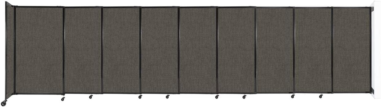 Wall-Mounted Sliding StraightWall Room Divider | Adjustable Widths | Locking Wheels | Room Separator | Up to 19'9" Wide x 5' Tall Mocha Fabric Panels