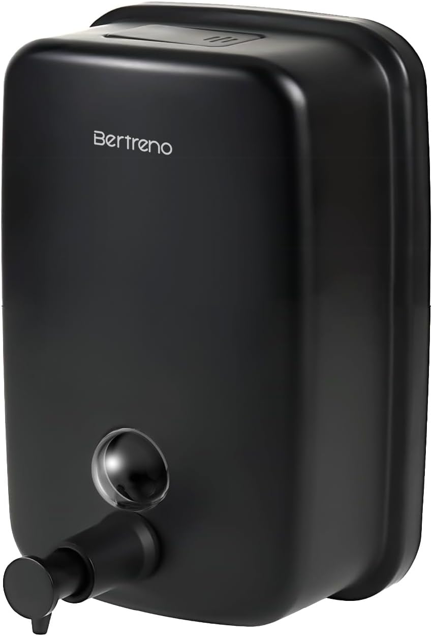 Commercial Soap Dispenser Wall Mount Stainless Steel Soap Dispensers Liquid Manual Anti-Leak Pump Hand Soap Dispenser for Bathroom Kitchen Black (17 fl.oz./500ml)