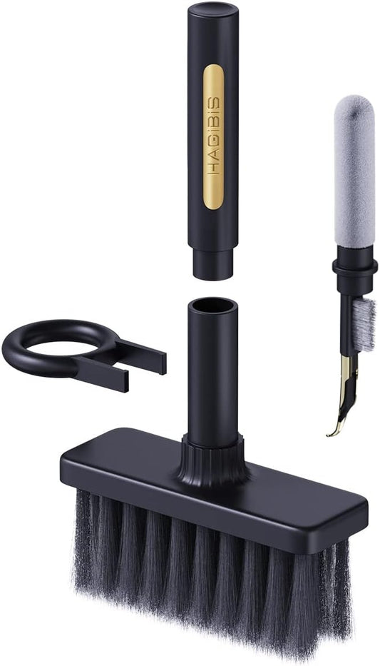 Hagibis Cleaning Soft Brush Charcoal Infused Bristles Keyboard Cleaner 5-in-1 Multi-Function Cleaning Tools Kit Corner Keycap Puller Remover Multi Brush for PC Laptop Airpods Pro Camera Lens (Black)