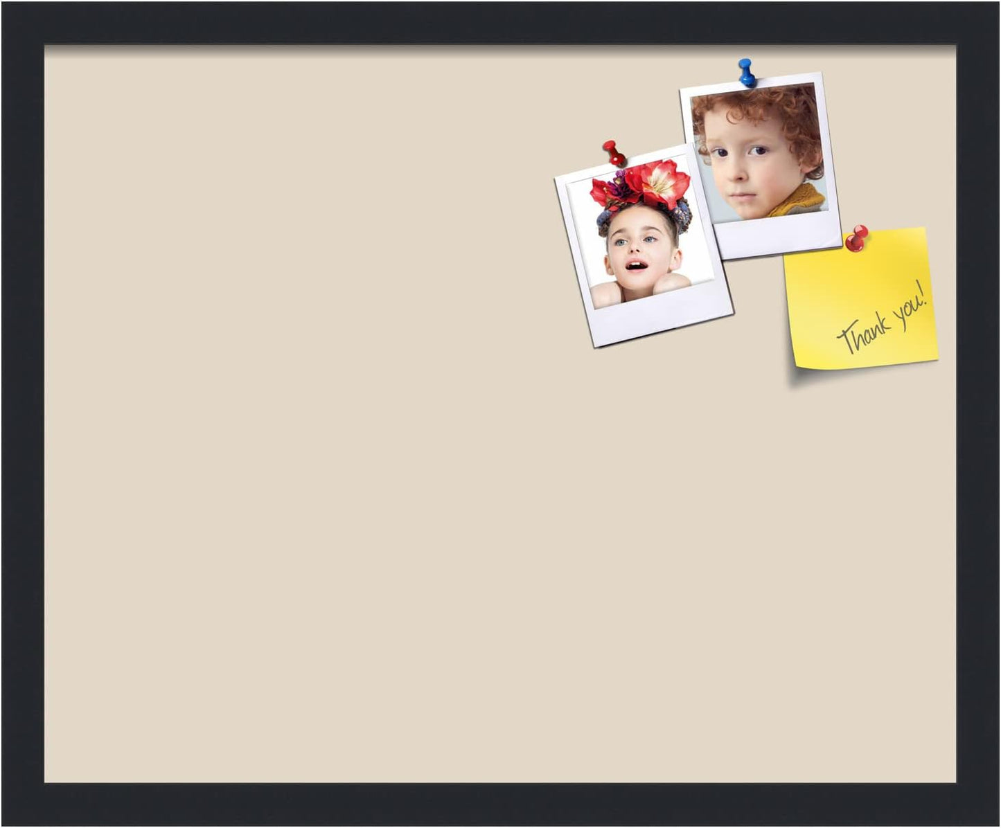 PinPix 21x17 Inch Cork Bulletin Board. This Decorative Framed Pin Board Comes with Desert Pastel Design and a Satin Black Frame. Ideal for Home Office Decor or Message Board (PinPix-1815)