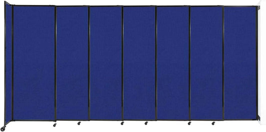 Wall-Mounted Sliding StraightWall Room Divider | Adjustable Widths | Locking Wheels | Room Separator | Up to 15'6" Wide x 7'6" Tall Royal Blue Fabric Panels