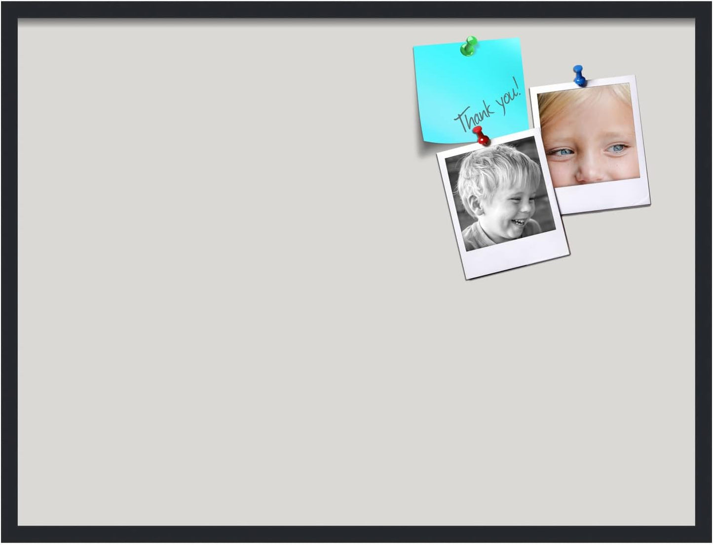 PinPix 40x30 Inch Cork Bulletin Board. This Decorative Framed Pin Board Comes with Light Stone Design and a Satin Black Frame. Ideal for Home Office Decor or Message Board (PinPix-1809)