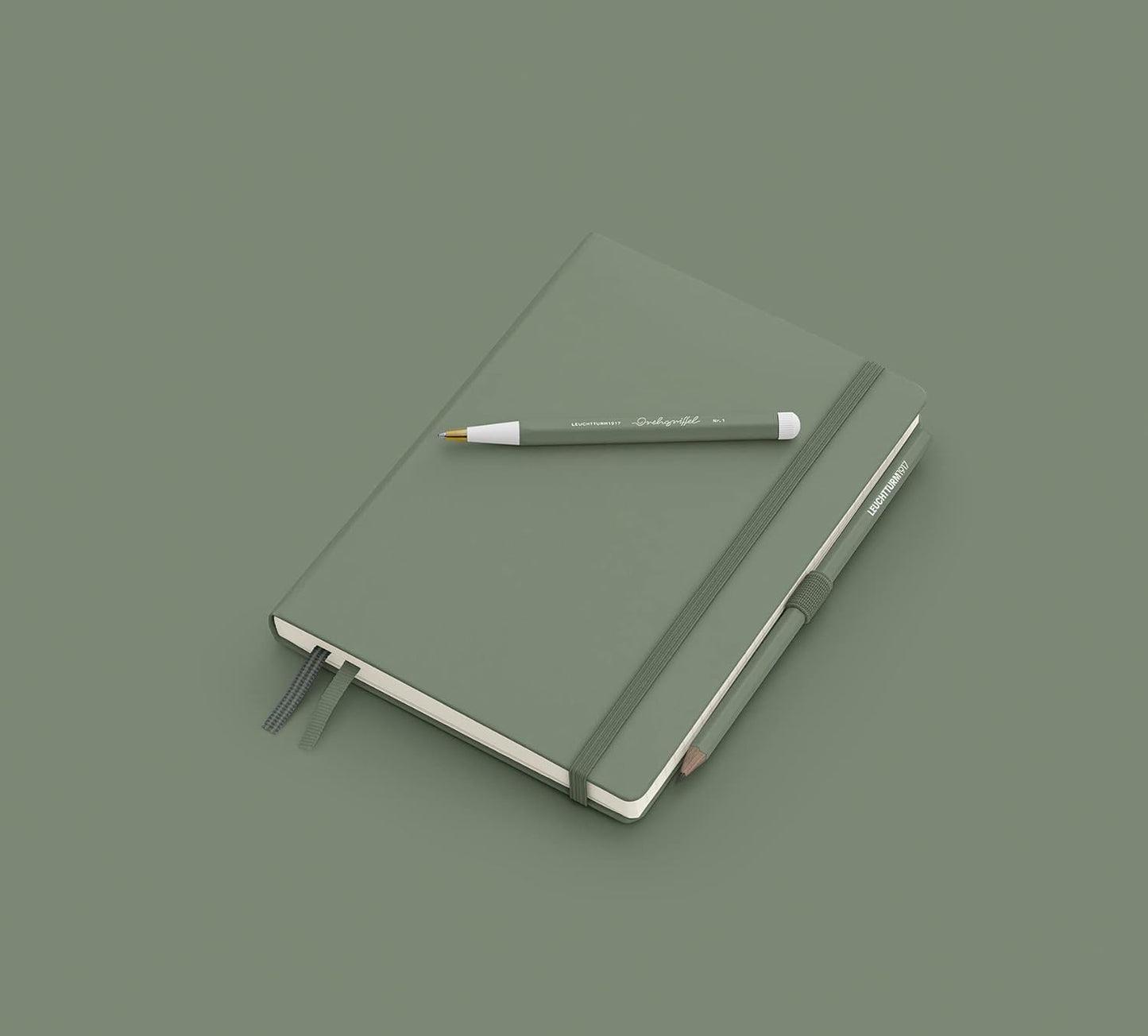 LEUCHTTURM1917 - Notebook Hardcover Medium A5-251 Numbered Pages for Writing and Journaling (Olive, Dotted)