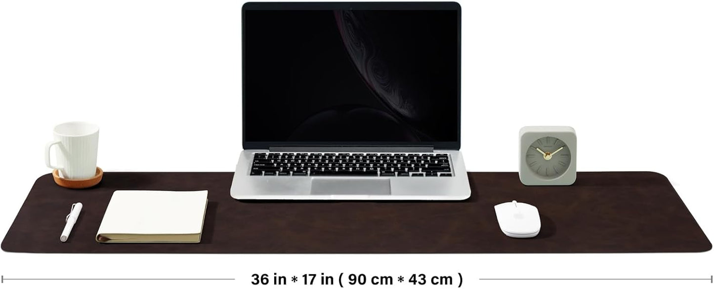 Distressed Leather Desk Mat - Non-Slip PU Desk Pad for Office and Home - Desk Organization and Accessories - Ideal for Large Mouse Pad and Desk Mats on Top of Desks(Espresso,36"x 17")