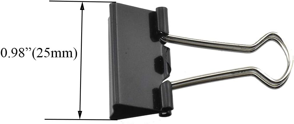 HAHIYO Binder Clips Paper Clamps Spring Steel Sturdy Small 0.98 inches Width 0.37 Inch Capacity No Sharp Edges Heavy Duty Tight Grip Reusable Black Metal Bright Finish for Home Office School 28 Pack