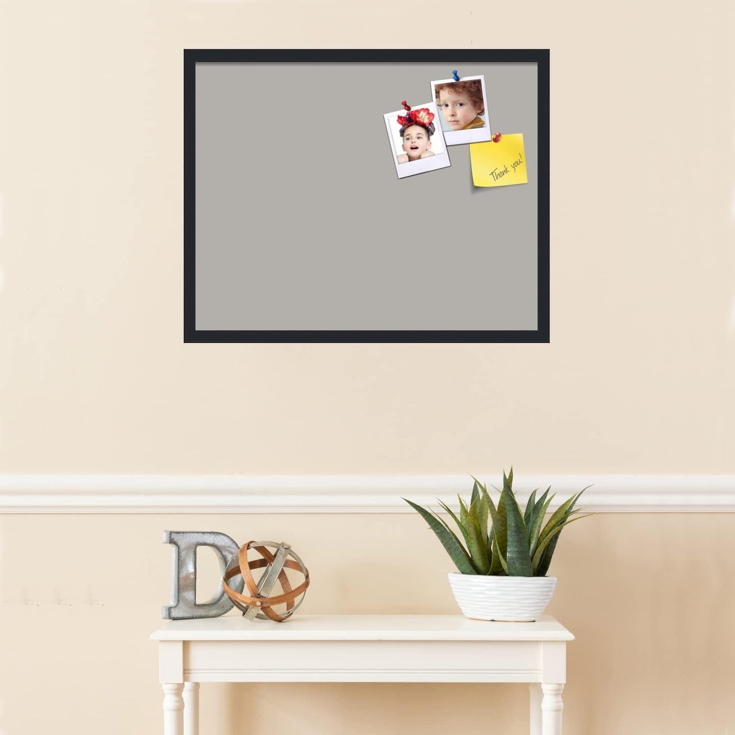 PinPix 28x22 Inch Cork Bulletin Board. This Decorative Framed Pin Board Comes with Dark Stone Design and a Satin Black Frame. Ideal for Home Office Decor or Message Board (PinPix-1808)