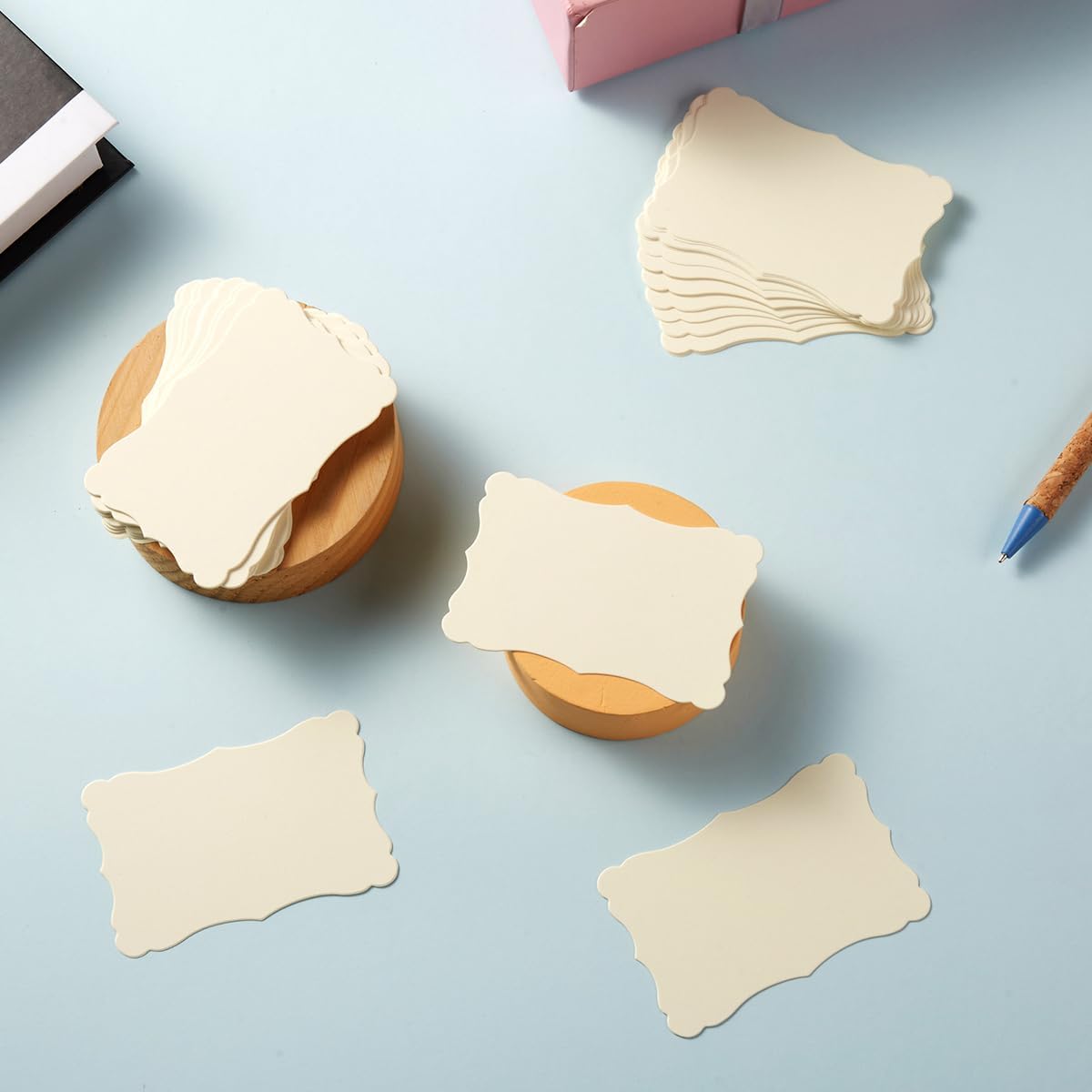 120 Pieces Small Mini Business Cards Vintage Assorted Colors Blank Note Cards Gift Word Card for Business Cards, Gift Cards (Cream, 3.66x 2.36 inches)