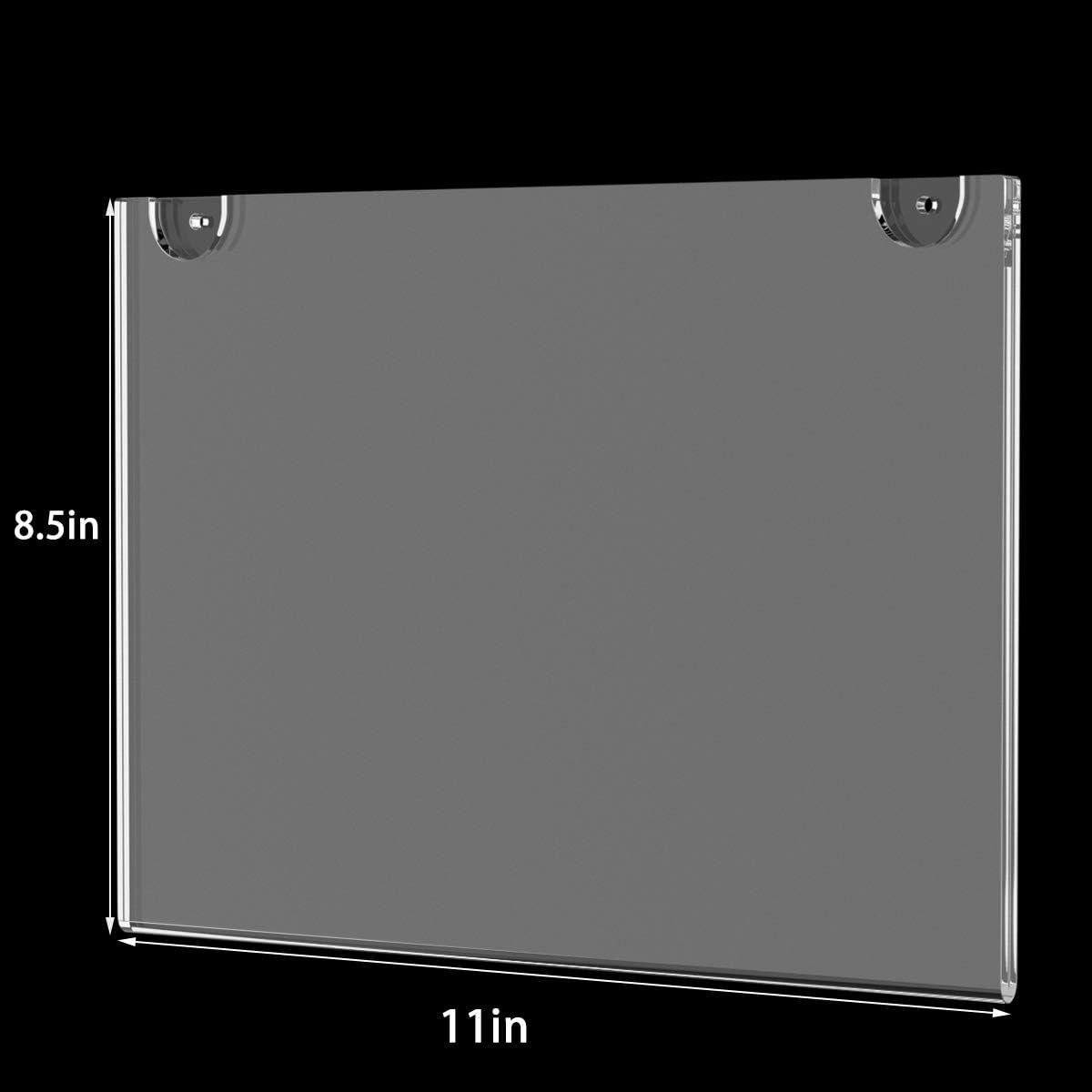 HIIMIEI Acrylic Wall Mount Sign Holder 8.5 x 11 Horizontal 12 Pack, Clear Paper Document Holder, Wall Mount Ad Frame with 3m Tape Adhesives & Screws for Office, Home, Store, Restaurant