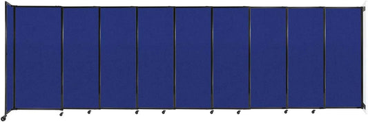 Wall-Mounted Sliding StraightWall Room Divider | Adjustable Widths | Locking Wheels | Room Separator | Up to 19'9" Wide x 6' Tall Royal Blue Fabric Panels