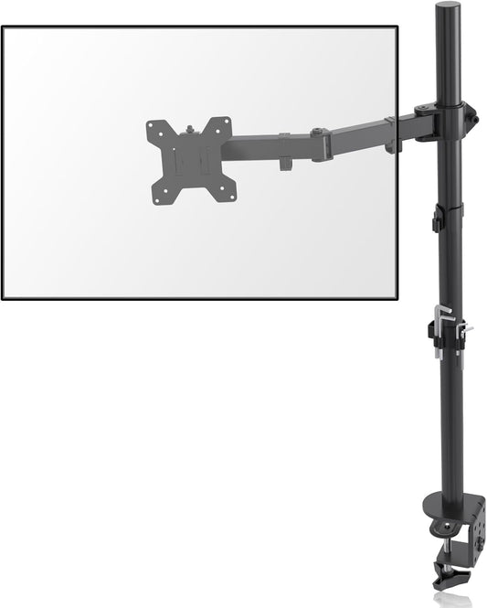 Suptek Single Monitor Arm Desk Mount Fully Adjustable Monitor Stand for 1 / One Screen up to 32 inch Extra Tall 31.5 inch Pole,Black (MD6821)