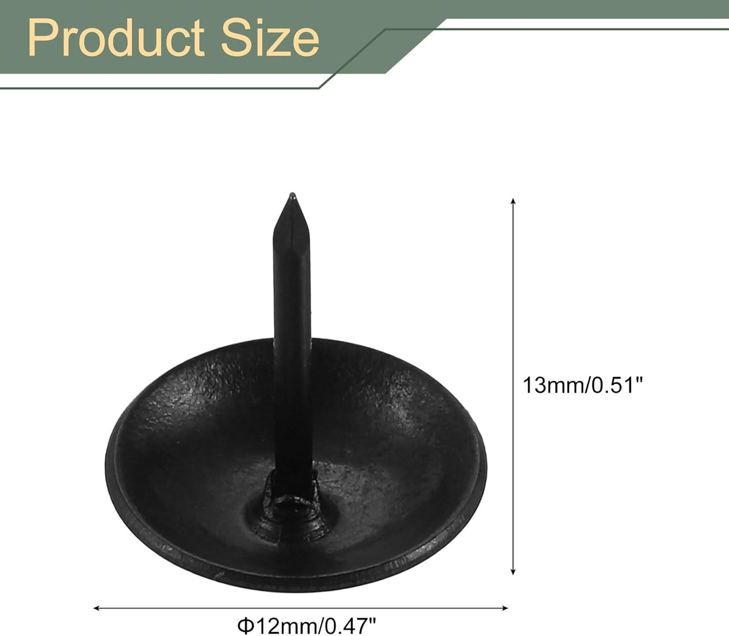 uxcell 200 Pcs Upholstery Tacks, 12 x 13mm Round Head Upholstery Nails Pins Vintage Decorative Furniture Tacks for Chairs Sofas Beds DIY Project, Black