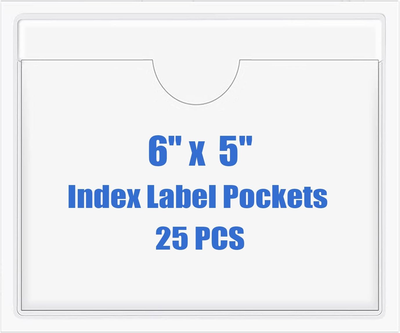 Origin-Joy 25 PCS Self-Adhesive Index Label Pockets, Clear Plastic Peel & Stick Card Holders with Top Open for Loading (6 x 5 inch)