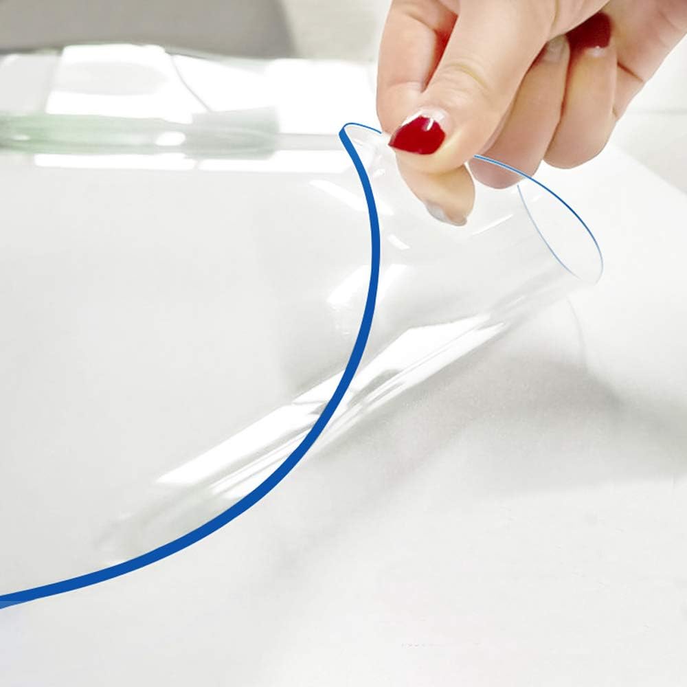 Clear Plastic Tablecloth Table Protector Protective Desk Blotter Mat Cover Waterproof Wipeable Tablecloth Roll Easy Clean PVC Vinyl Dining Coffee Tabletop Protection Liner Pad 44X44 Square