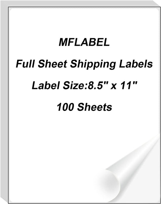 MFLABEL Full Sheet Sticker Label, Address Sticker, White Matte Label Paper, 8-1/2" x 11" Shipping Labels for Laser & Inkjet Printer (700 Labels, 700 Sheets)