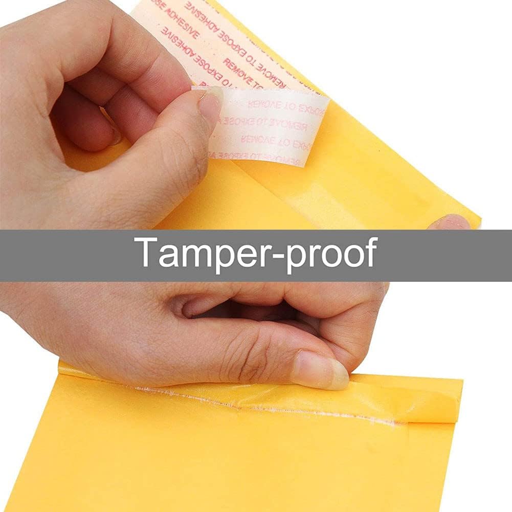 packbabol Kraft Bubble Mailers 4x8 Inch 100 Pcs,Small Self-Sealing Mail Shipping Bags,Yellow Padded Envelopes #000