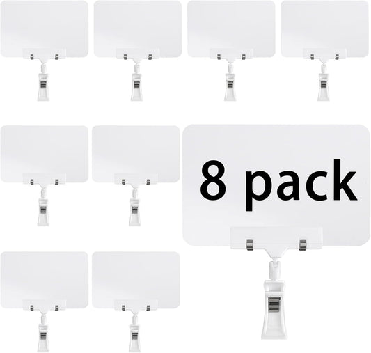 8 Pack Rotating Clip Swivel Sign Holder, Double Head Display Clips with Chalkboard Signs