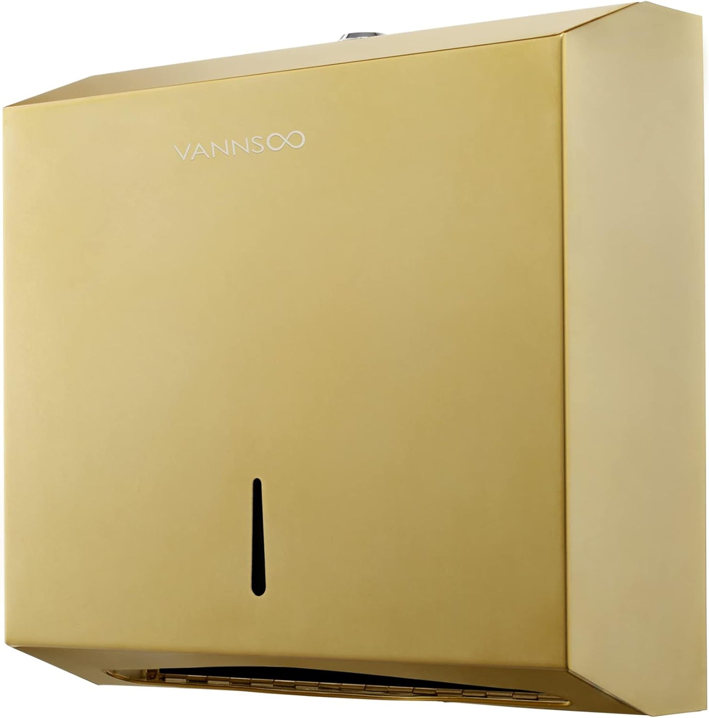 Commercial Paper Towel Dispenser Wall Mount, Tri-fold/Multi-fold/C-Fold Stainless Steel Paper Towel Holder Hand Towel Dispenser with Key (Gold)