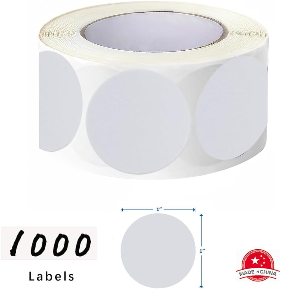 SHYGO® 1“White Circle Dot Stickers Color Coding Labels, 1000PCS 2 Rolls