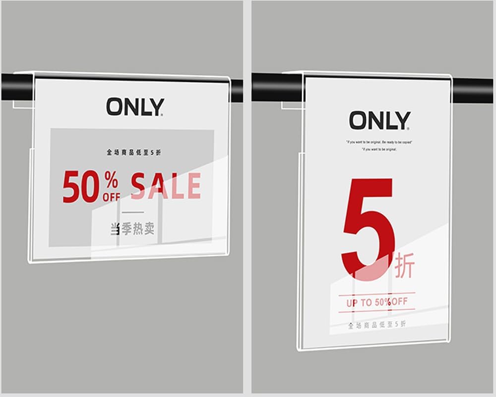 Acrylic Sign Holder Price Tag Displays Sign Holder Ads Display Stand for Retail Store Clothing Price (Vertical A4 210×297mm/8.27×11.69 inches)