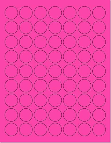 NextDayLabels - Pack of 25 Sheets, 8-1/2 x 11 Fluorescent Labels for Laser & Inkjet Printer (Pink Fluorescent, 1" Round - 63 per Page, 1575 Labels)