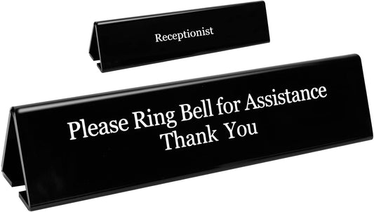 UCEC Office Receptionist Desk Sign - Double Sided Printed Sign for Lobby or Front Desk Service, 7.8" x 2"