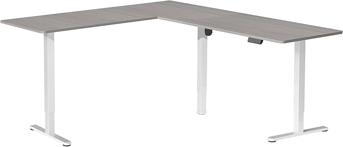 VIVO Electric Corner L-Shaped 84 x 63 in Standing Desk, Memory Height Adjustment, Dark Gray Top White Frame, DESK-E3CTWG-84