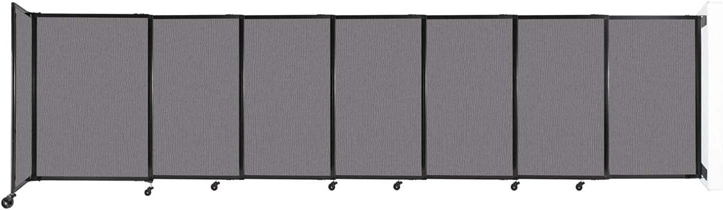 Wall-Mounted Sliding StraightWall Room Divider | Adjustable Widths | Locking Wheels | Room Separator | Up to 15'6" Wide x 4' Tall Slate Fabric Panels