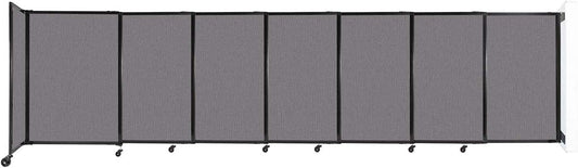 Wall-Mounted Sliding StraightWall Room Divider | Adjustable Widths | Locking Wheels | Room Separator | Up to 15'6" Wide x 4' Tall Slate Fabric Panels