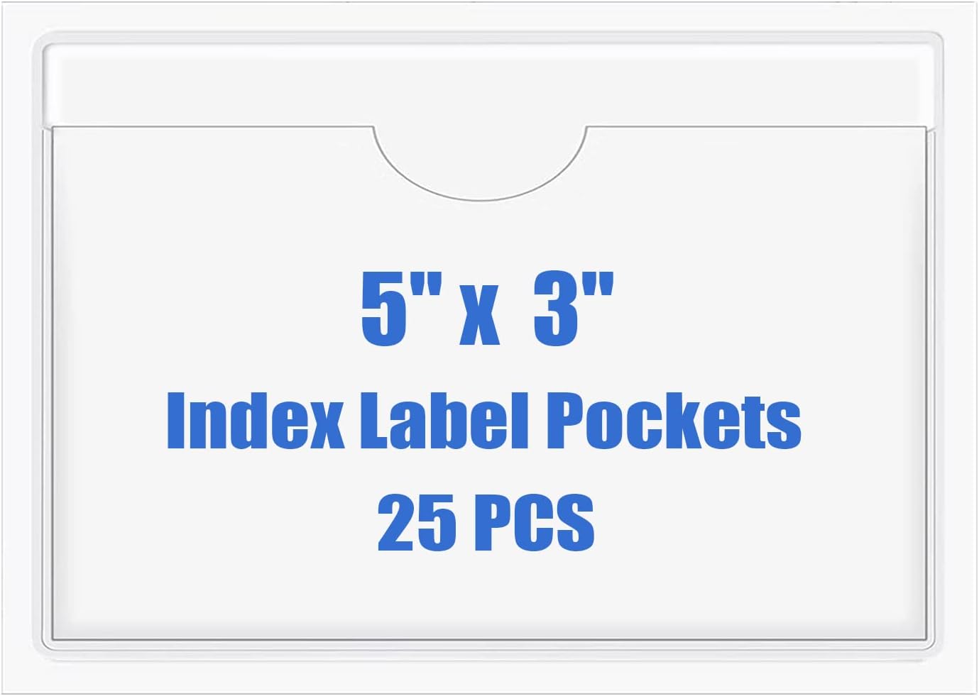 Origin-Joy 25 PCS Self-Adhesive Index Label Pockets, Clear Plastic Peel & Stick Card Holders with Top Open for Loading (5 x 3 inch)